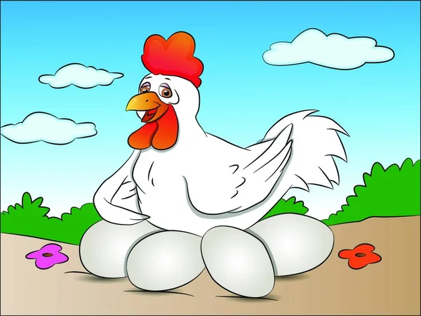 农场上的鸡的图例 — 图库矢量图片