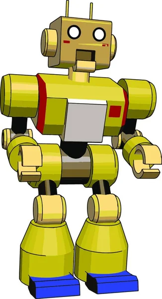 Juguete Robot Amarillo Ilustración Vector Sobre Fondo Blanco — Vector de stock