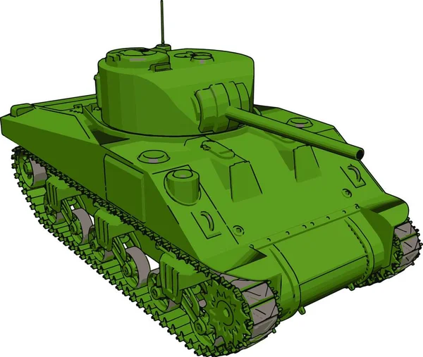 Tanque Militar Verde Ilustración Vector Sobre Fondo Blanco — Vector de stock