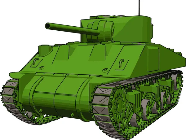 Grön Militär Tank Illustration Vektor Vit Bakgrund — Stock vektor