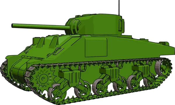 Groene Militaire Tank Illustratie Vector Witte Achtergrond — Stockvector