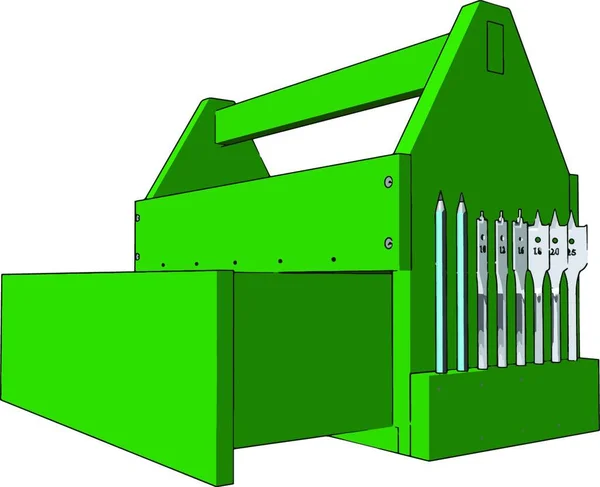 Πράσινο Κουτί Εργαλείων Απεικόνιση Διάνυσμα Λευκό Φόντο — Διανυσματικό Αρχείο