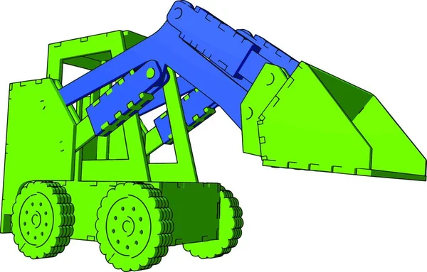 Giocattolo Verde Dell Escavatore Illustrazione Vettore Sfondo Bianco — Vettoriale Stock