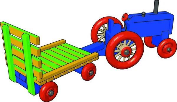 Blue Small Traktor Illustration Vector White Background — Stock Vector