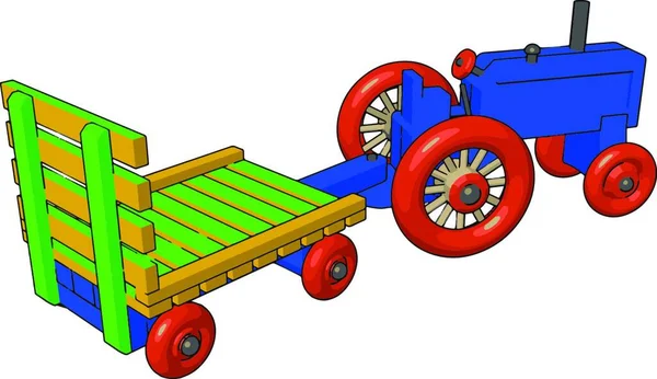 Синий Маленький Трактор Иллюстрация Вектор Белом Фоне — стоковый вектор