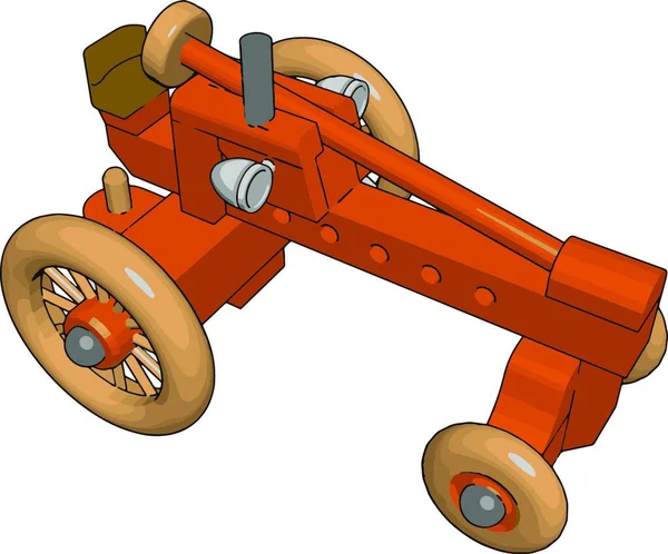 赤いトラクターのおもちゃ イラスト 白い背景にベクトル — ストックベクタ