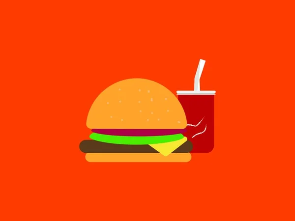 Kola Ile Burger Illüstrasyon Beyaz Arka Plan Vektör — Stok Vektör
