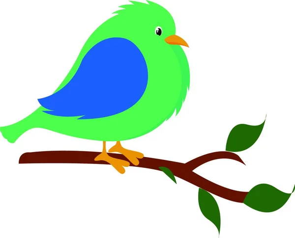 Bird Branch Illustration Vector White Background — Stock Vector