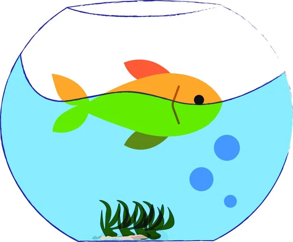 Fisk Tank Illustration Vektor Vit Bakgrund — Stock vektor
