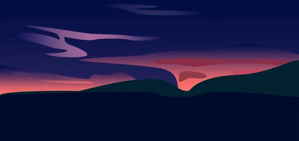 Прекрасний Захід Сонця Над Долиною Векторному Мистецтві — стоковий вектор