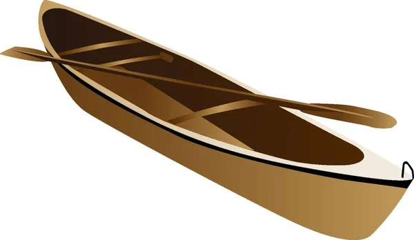 Ilustração Tridimensional Canoa Madeira Remo Isolado Sobre Fundo Branco — Vetor de Stock