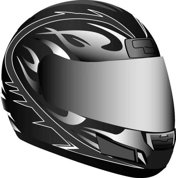 Capacete Motocicleta Preto Cinza — Vetor de Stock