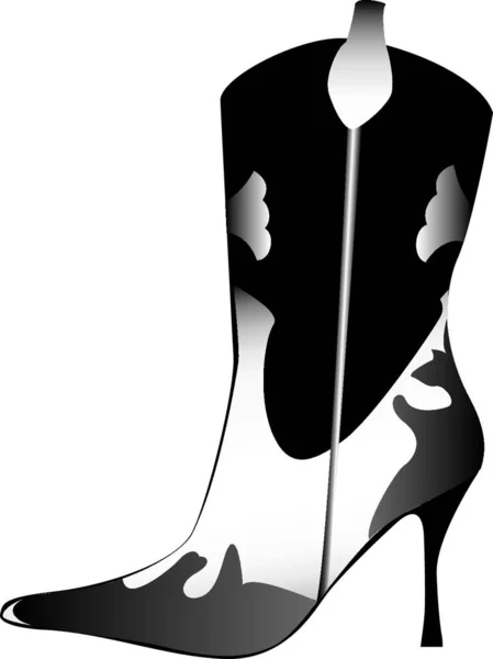 Samping Tampilan Ilustrasi Dekoratif Tinggi Heeled Womans Boot Terisolasi Pada - Stok Vektor