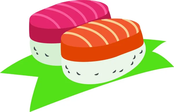 Paar Sushi Illustratie Vector Witte Achtergrond — Stockvector