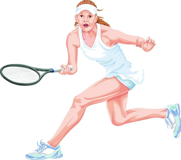 Jugador Tenis Con Raqueta Pelota — Vector de stock