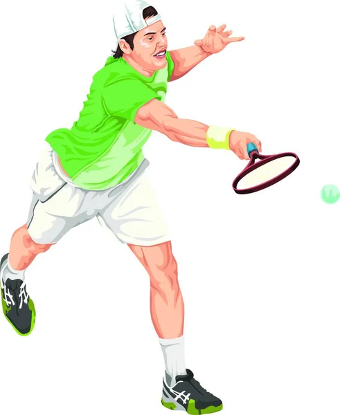 Vektor Illustration Tennisspelare Som Slår Bollen — Stock vektor