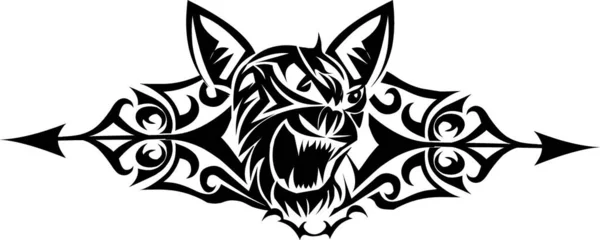 Disegno Del Tatuaggio Del Gatto Selvatico Con Marchio Freccia Illustrazione — Vettoriale Stock
