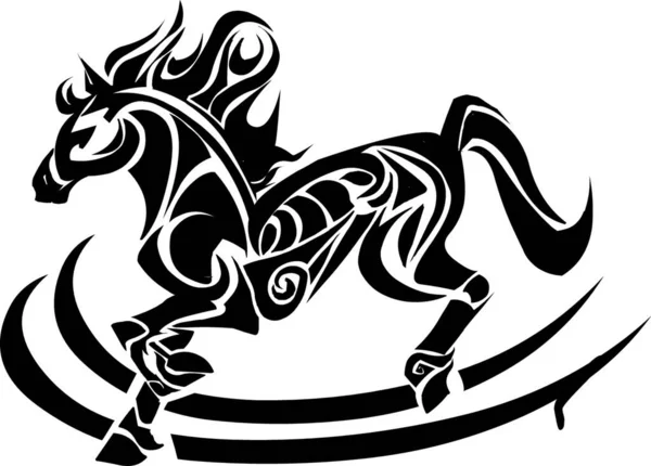 Disegno Del Tatuaggio Del Cavallo Corsa Illustrazione Incisa Vintage — Vettoriale Stock
