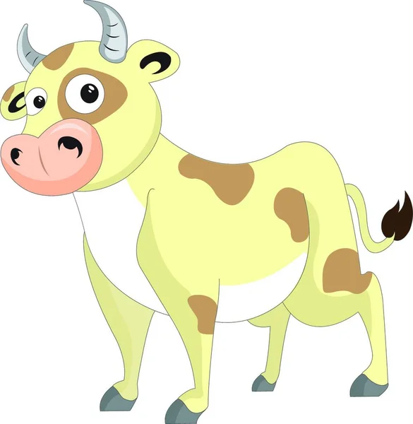 Mignon Dessin Animé Vache Avec Fond Blanc — Image vectorielle