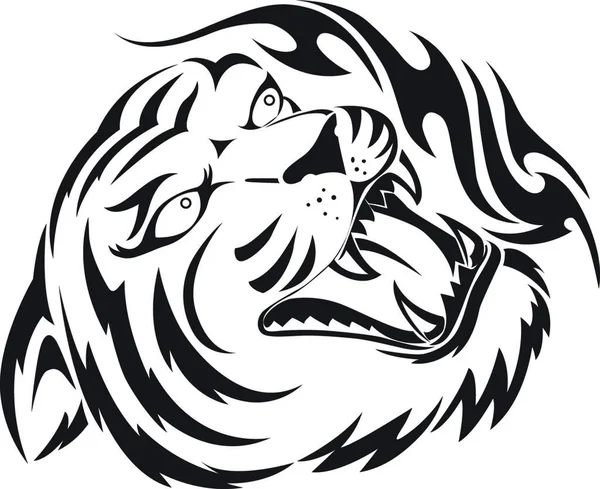 Roaring Tiger Tattoo Design Vintage Engraved Illustration — Stock Vector