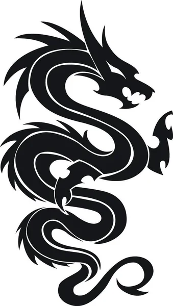 Dragão Estilo Tatuagem Com Asas Cobra —  Vetores de Stock