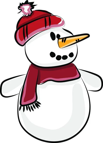 Muñeco Nieve Con Sombrero Ilustración Vector Sobre Fondo Blanco — Archivo Imágenes Vectoriales