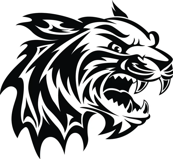 虎の頭の入れ墨のデザイン ヴィンテージ刻まれたイラストをローリング — ストックベクタ