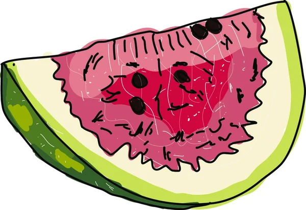 Stück Wassermelone Illustration Vektor Auf Weißem Hintergrund — Stockvektor