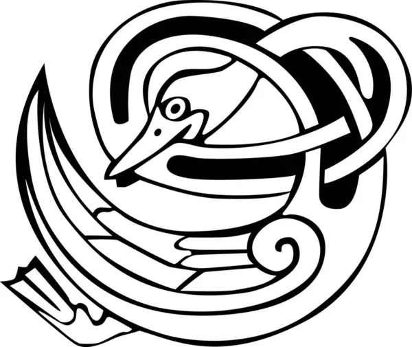 Conception Tatouage Animal Viking Celtique Canard Mordant Son Propre Cou — Image vectorielle