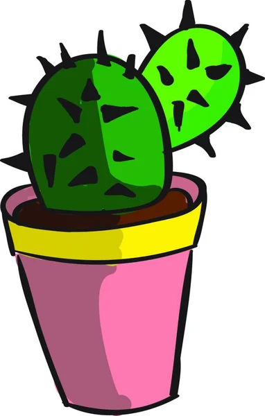 Kaktus Dalam Pot Ilustrasi Vektor Pada Latar Belakang Putih - Stok Vektor