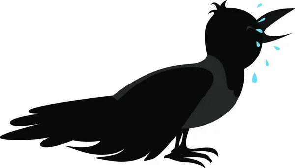 Triest Crow Illustratie Vector Witte Achtergrond — Stockvector