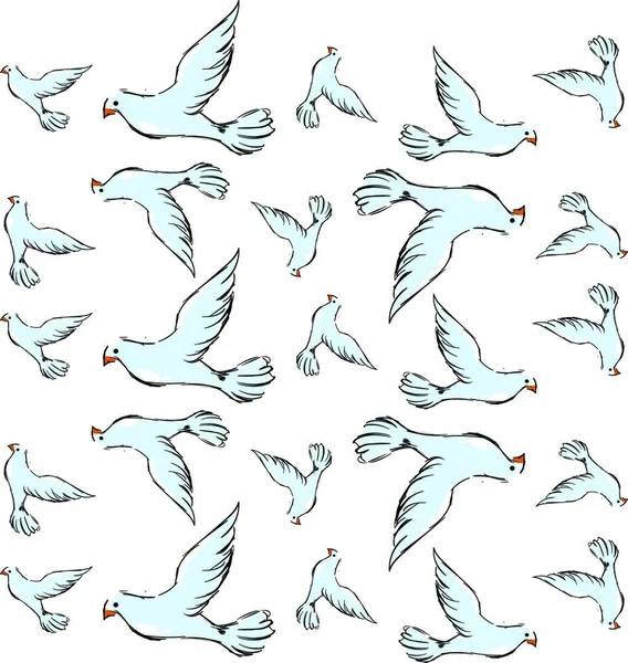 Tauben Illustration Vektor Auf Weißem Hintergrund — Stockvektor