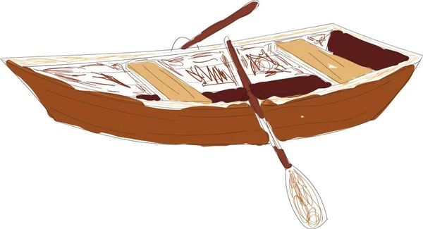 Barca Legno Illustrazione Vettore Sfondo Bianco — Vettoriale Stock