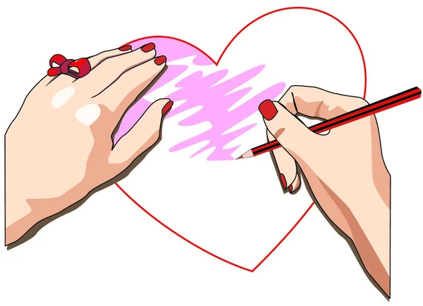 Mensaje Amor Colorear Corazón Papel Valentines Ilustración Vectorial — Vector de stock