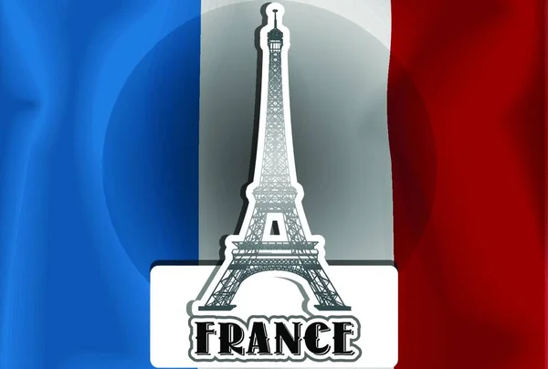 Франції Французьку Прапор Ейфелева Вежа Векторні Ілюстрації — стоковий вектор