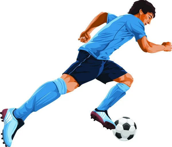 サッカー選手キックのベクトルイラストボール — ストックベクタ