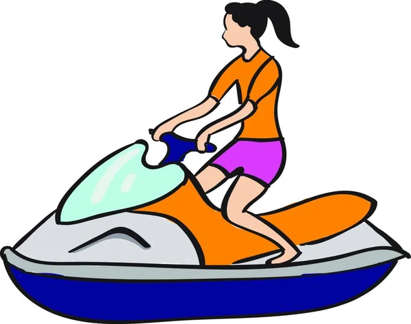 Illustratie Van Een Surfer Rijden Een Scooter — Stockvector