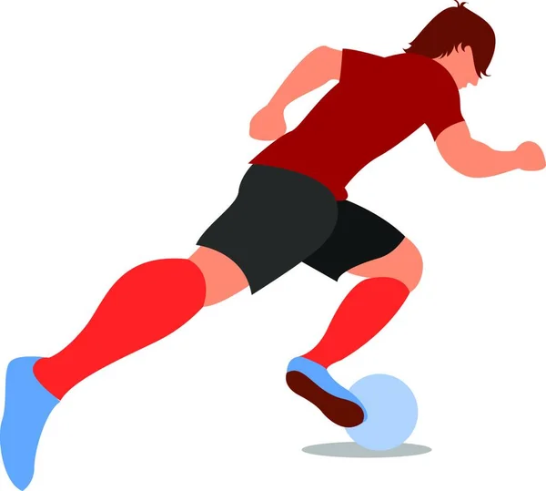 Jongen Voetballer Vectorillustratie — Stockvector