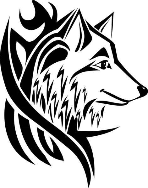 狼头纹身设计 老式雕刻图解 — 图库矢量图片
