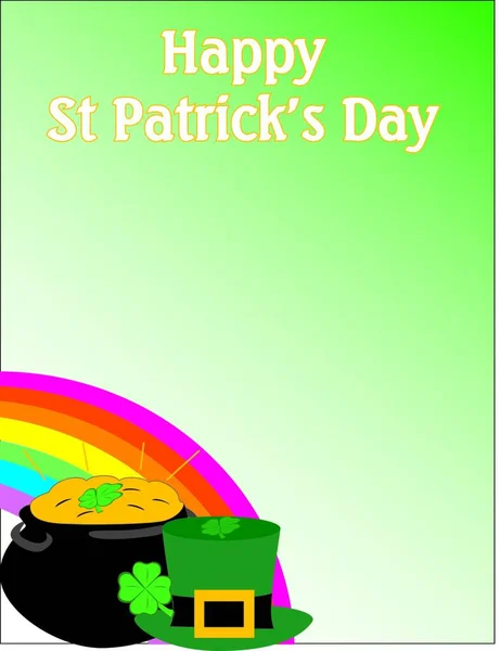 Happy Saint Patricks Day Background Leprechaun Hat Green Leaves — Stock Vector