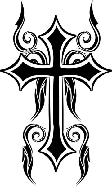 Дизайн Татуировки Христианского Креста Винтажная Гравированная Иллюстрация — стоковый вектор