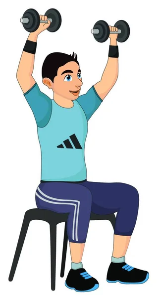 Ilustración Vectorial Joven Con Una Barra — Vector de stock