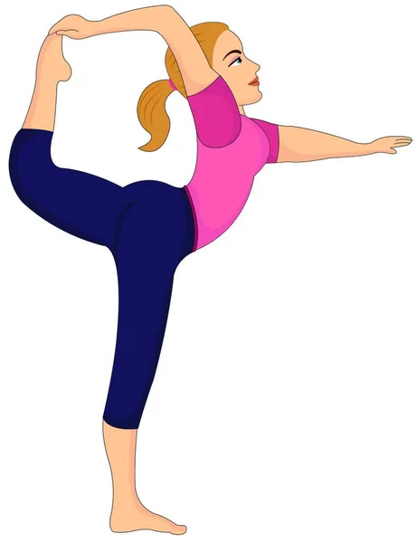Ilustración Vectorial Una Mujer Haciendo Yoga — Archivo Imágenes Vectoriales