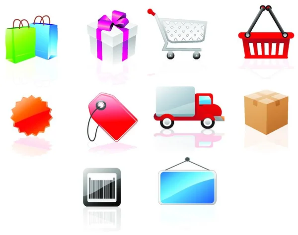 Set Shopping Icons Vector Illustration — Stock Vector