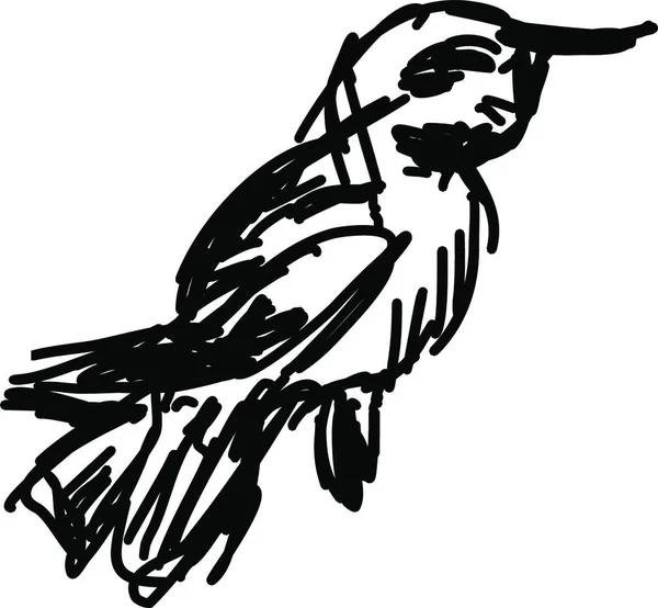 Ilustración Blanco Negro Pájaro — Archivo Imágenes Vectoriales