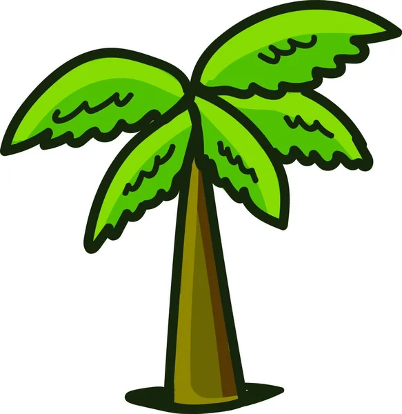 Ilustración Árbol Verde Con Una Hoja — Vector de stock