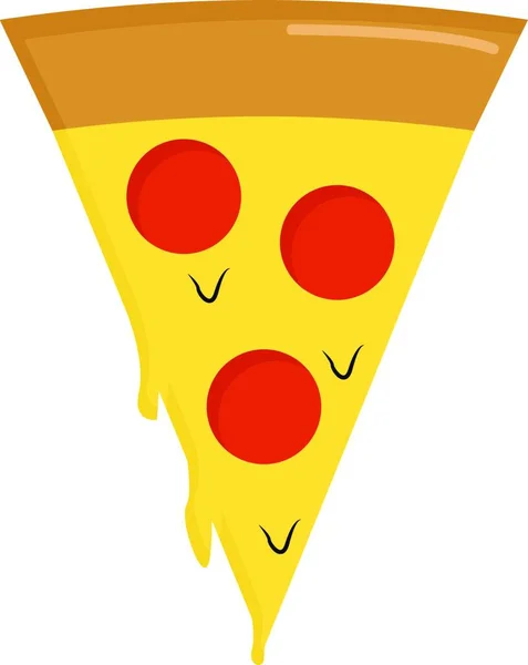 Illustration Tecknad Rolig Pizza Med Ett Leende — Stock vektor