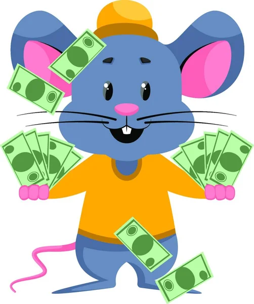 Rato Com Sacos Dinheiro Ilustração Vetor Sobre Fundo Branco — Vetor de Stock