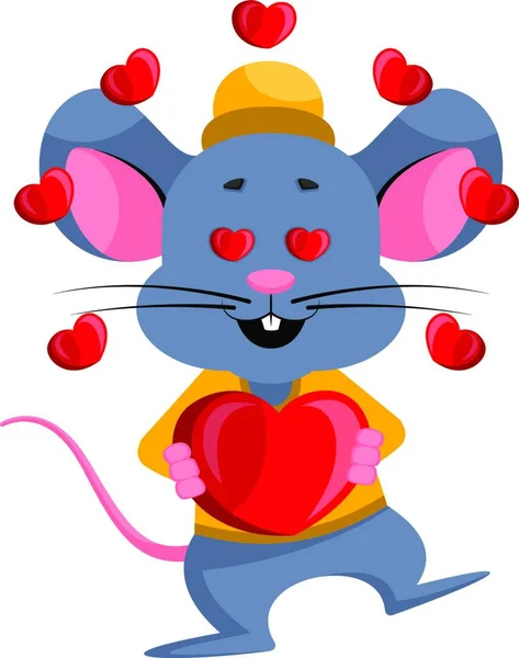 Ποντίκι Καρδιές Εικονογράφηση Διάνυσμα Λευκό Φόντο — Διανυσματικό Αρχείο