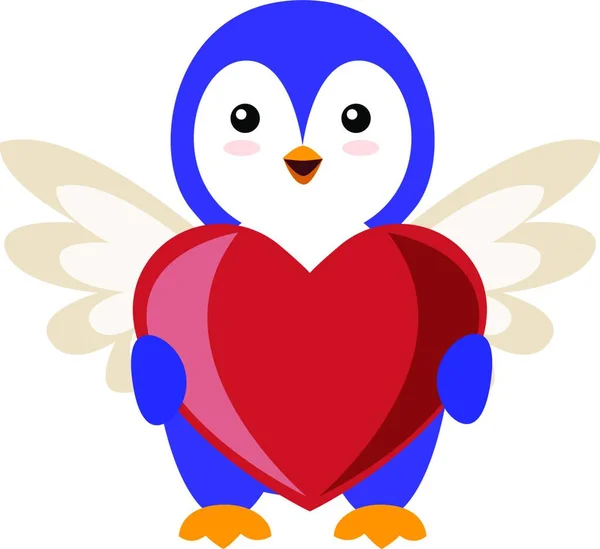 Πιγκουίνος Μεγάλη Καρδιά Εικονογράφηση Διάνυσμα Λευκό Φόντο — Διανυσματικό Αρχείο
